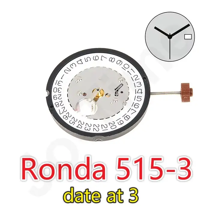 Ronda 515 mouvement suisse 515-3 Normtech 3 mains mouvement à Quartz avec Date accessoires réparatio
