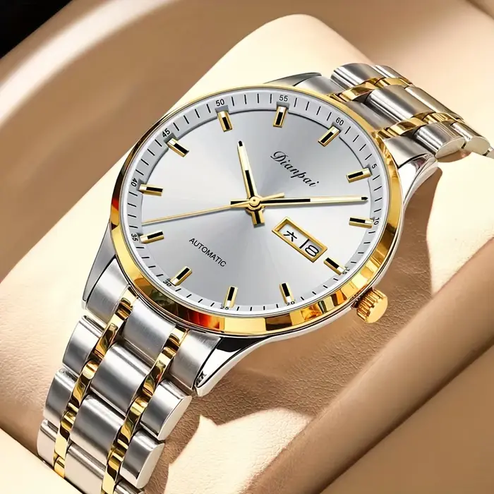 Dianpai montre mécanique entièrement automatique de luxe pour hommes Original en acier inoxydable calendrier nom