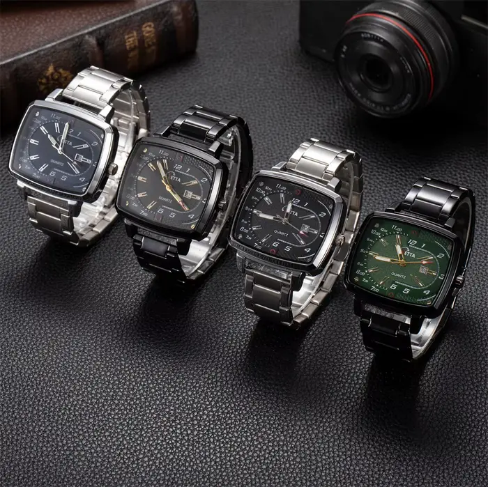 KETTA nouvelles montres d'affaires de loisirs pour homme veilleuse fonction calendrier cadran carré étanche montre à Quartz pour hommes reloj hombre