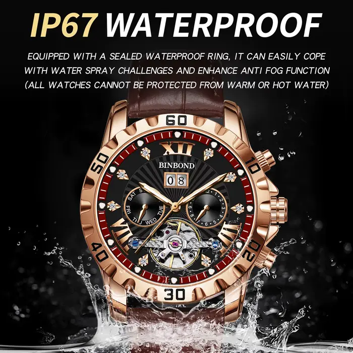 Montres mécaniques automatiques tourbillon BINBOND pour hommes