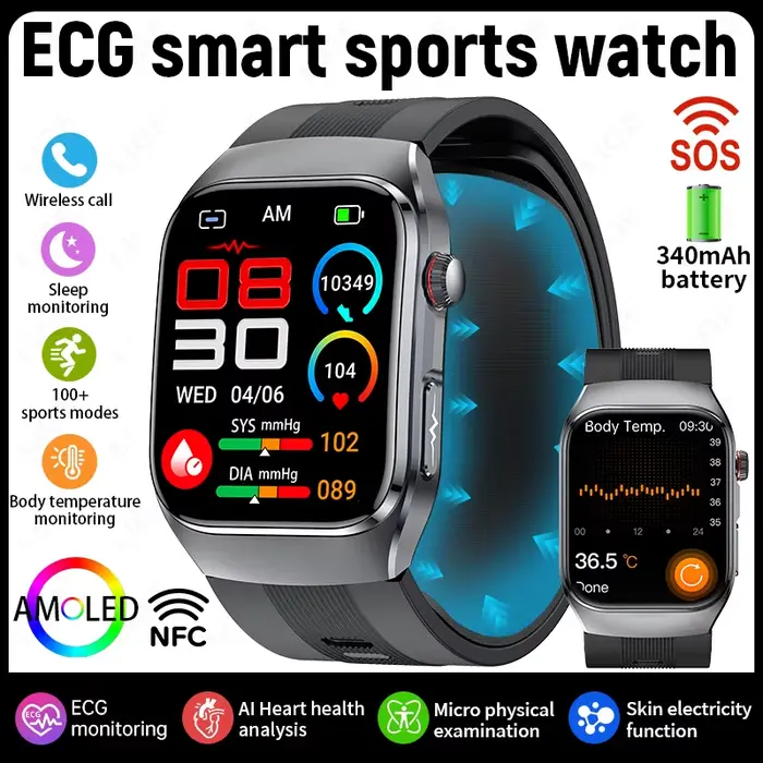 LIGE nouvelle montre intelligente ECG pompe à Air Airbag sangle SpO2 fréquence cardiaque moniteur de