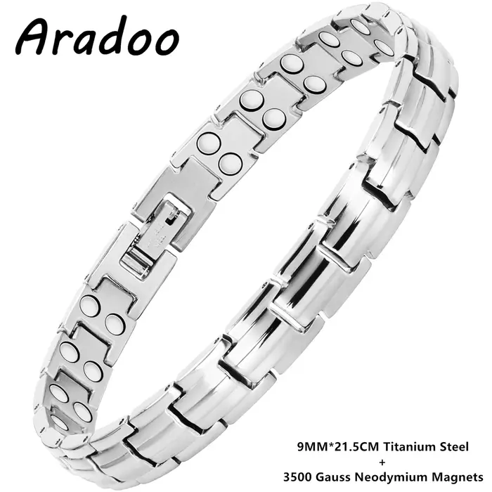 ARADOO Bracelet en titane pur de haute qualité pour hommes et femmes
