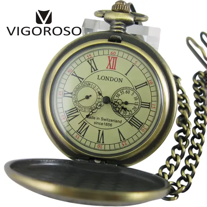 Montre à gousset — Montre de Poche Mécanique de Luxe à Deux Cadrans, Remontage Manuel, Modules en Al