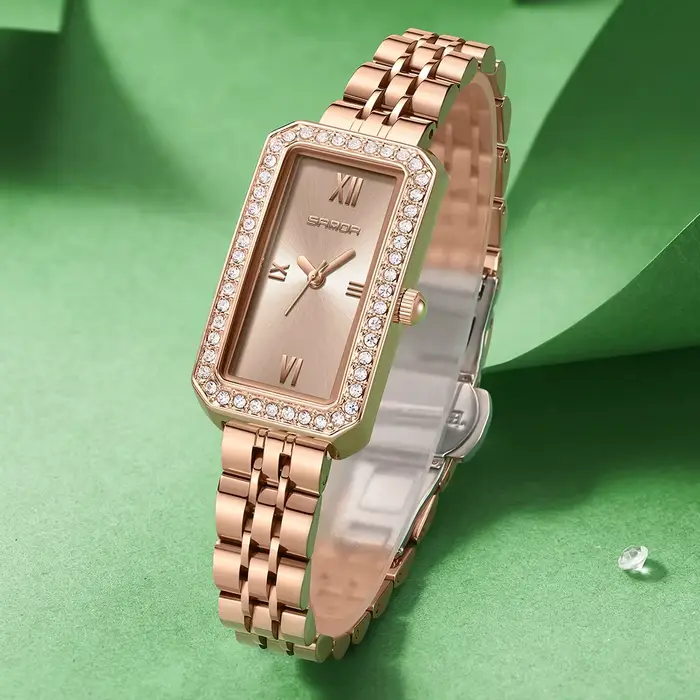 Montre en or pour femmes carré dames montres à Quartz en acier inoxydable femme petites