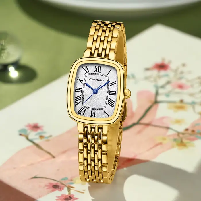 CRRJU Montres en or pour femme avec petit bracelet vintage