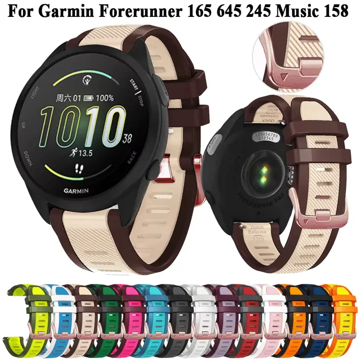 Bracelet de rechange en silicone pour Garmin Forerunner, bracelet de montre, accessoires Correa, 165, 645, 245 Music Venu 2 Pluss SQ 2, 20mm