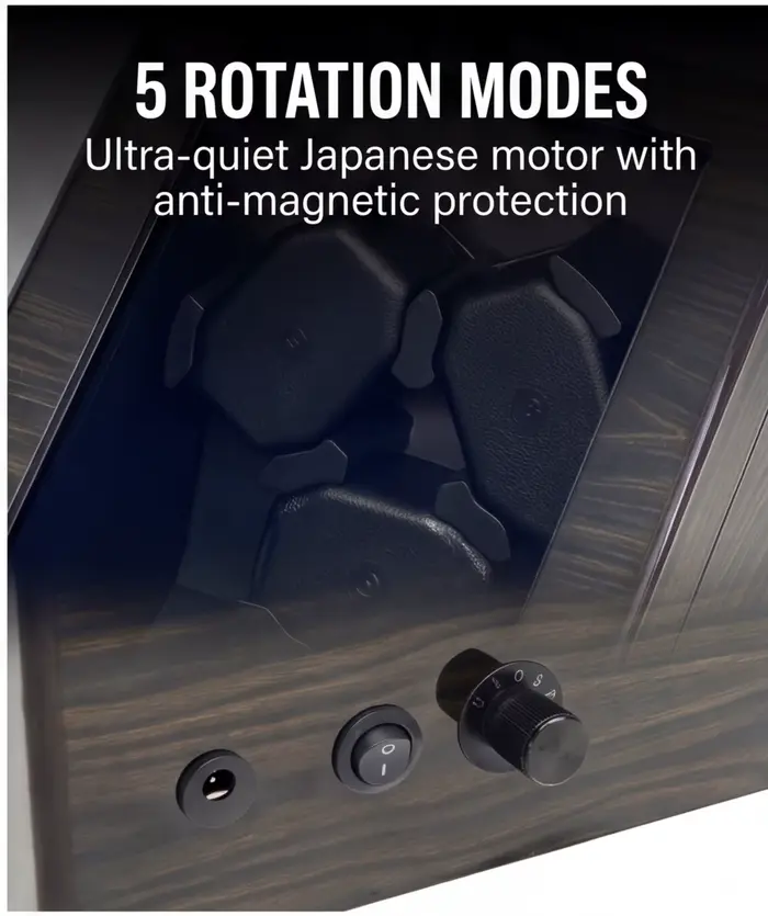 Boîte à montres automatiques silencieuse en bois d'ébène de qualité supérieure avec 3/6 emplacements rotatifs + 3/6