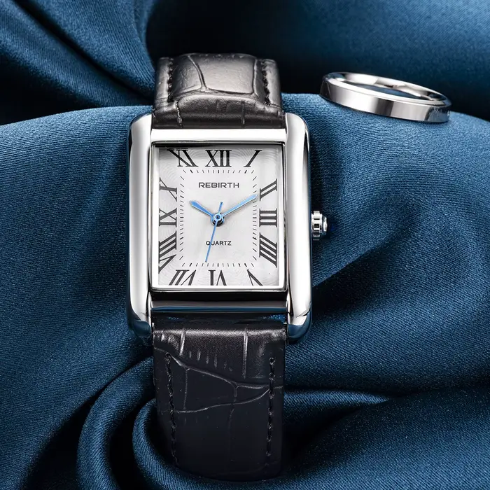 Montre carrée simple de style rétro avec chiffres romains