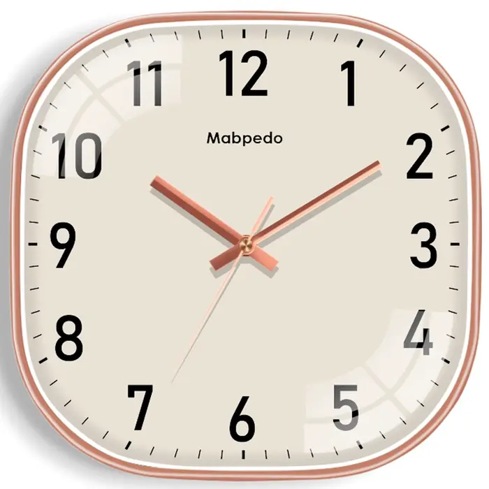 Horloge murale carrée en quartz de 8 pouces, cadran beige élégant, numérique noir, décoration modern