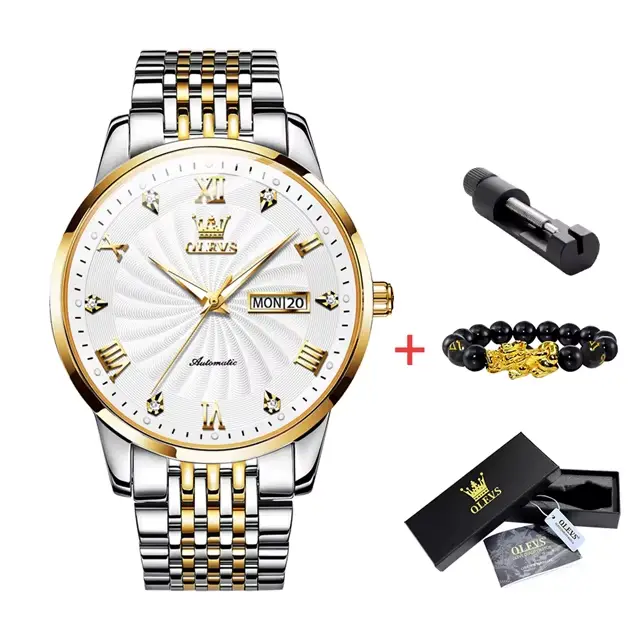 Montre OLEVS pour Hommes Automatique Mécanique Bracelet Acier Élégante Occasions Spéciales