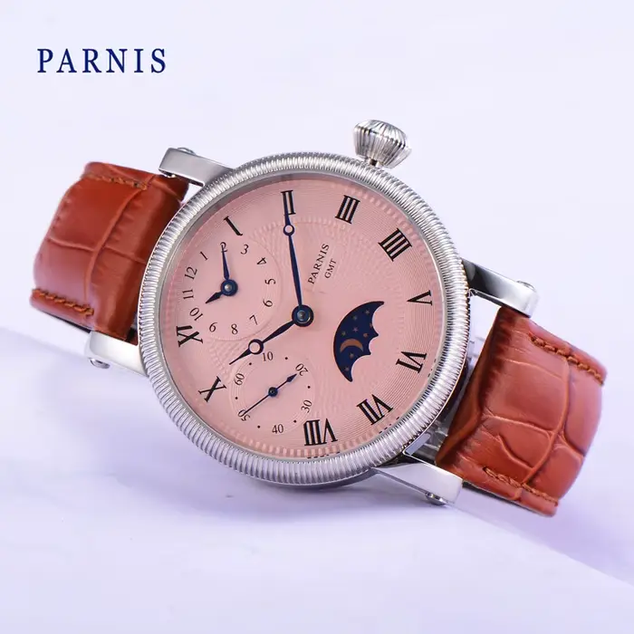 Montre-bracelet mécanique à remontage manuel pour homme, cuir confortable, résistance à l'eau, design mode et décontracté, parfait pour occasions spéciales