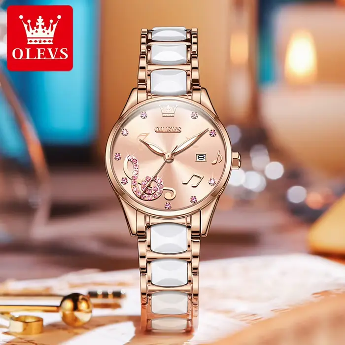 OLEVS 3605 montres pour femmes Top marque de mode montre-bracelet mécanique Zircon échelle montre pour dames étanche chronographe Date