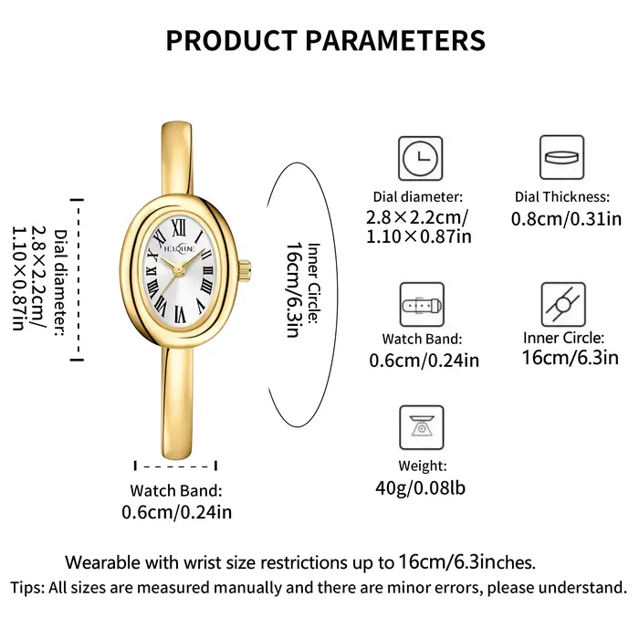 Montre à quartz résistante à l'eau pour femmes : montre-bracelet minimaliste à cadran ovale (cadeau)