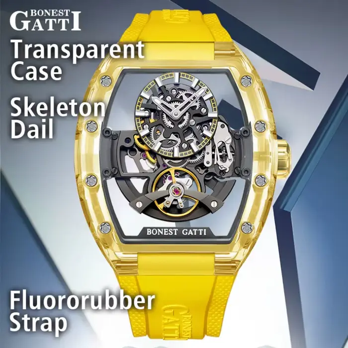BONEST GATTI nouvelle marque supérieure montre-bracelet mécanique pour hommes montre automatique Tonneau boîtier en