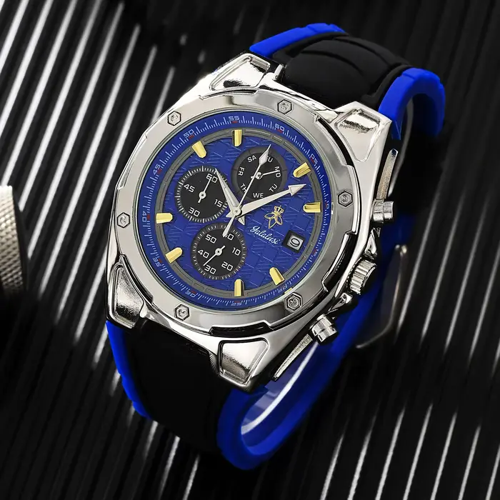 Montre pour homme Yalalusi avec bracelet en caoutchouc résistant à l'eau, élégante et polyvalente pour homme, parfait pour diverses occasions et styles