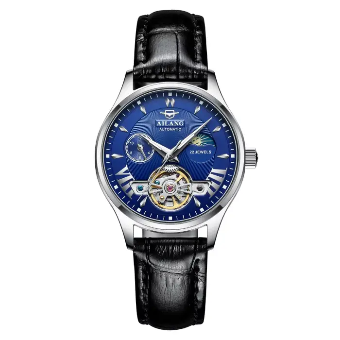 Montre Daniel Gorman automatique à phases lunaires avec bracelet en cuir de luxe pour femmes occasions spéciales élégantes