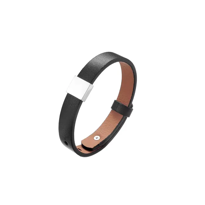 Bracelet personnalisé en cuir noir pour homme, cadeau d'anniversaire pour papa, Noël, petit ami