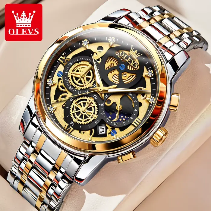OLEVS montres pour hommes Top marque de luxe Original montre à Quartz étanche pour homme or squelette Style 24 heures jour nuit nouveau