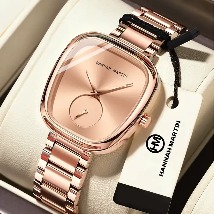 Montre-bracelet à Quartz pour femmes, or rose, baril de vin, style minimaliste, ovale, résistante à l'eau, pour occasions spéciales