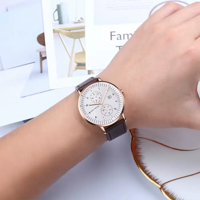 Nouvelles Montres Chronographes à Quartz 2026 pour Hommes – Montre-Bracelet de Luxe Tendance avec Bracelet en Cuir