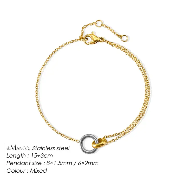 Bracelet minimaliste EManco en acier inoxydable, chaîne O avec fermoir géométrique, idéal pour les t