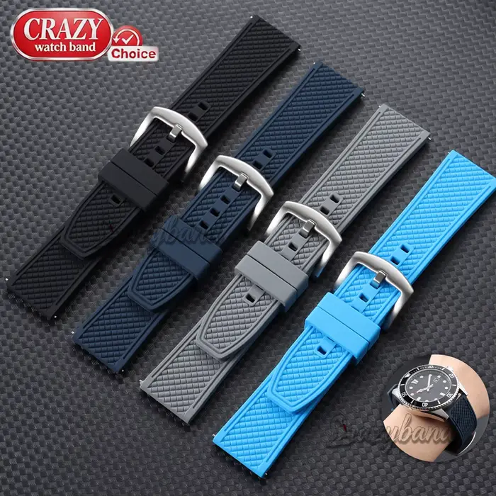 Bracelet de montre en silicone universel pour Seiko Omega Citizen et autres marques de montres pour femmes et hommes occasions spéciales et quotidiennes