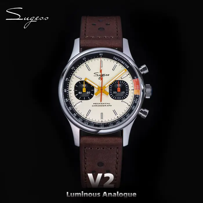 Sugess montre pour hommes chronographe montres mécaniques Tianjin ST19 mouvement à col de cygne pilote