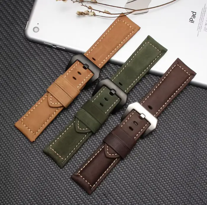 Bracelet de montre en cuir véritable pour Panerai Luminor Radiomir 18mm 20mm 22mm 24mm