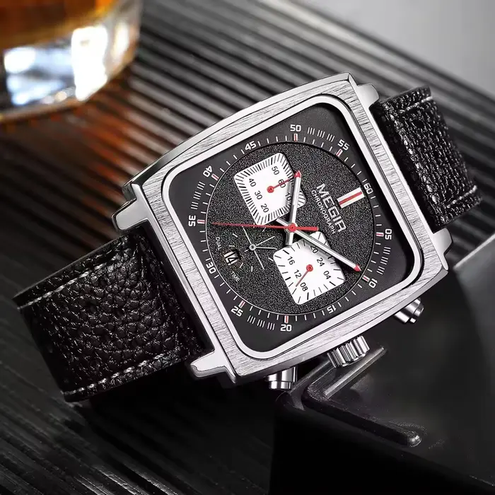 MEGIR 2182 luxe mode sport chronographe multi-fonctionnel militaire en cuir Date montres pour hommes Relogio Masculino
