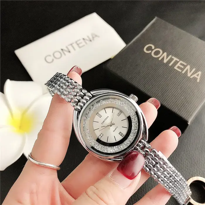 Nouvelle montre pour femmes haut de gamme de luxe en acier inoxydable cadran strass montre-bracelet résistant à l'eau