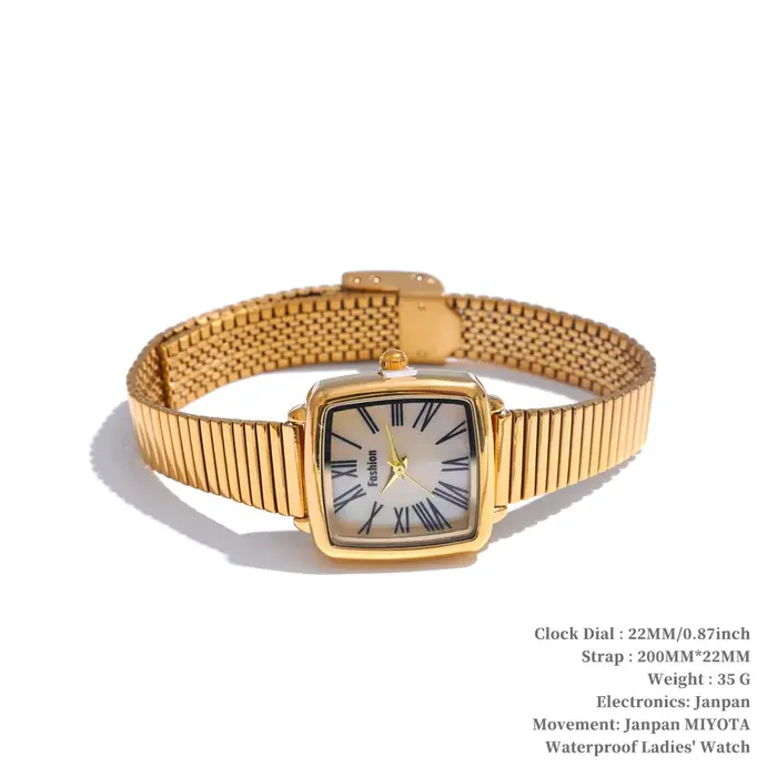 Montre Yhpup en acier inoxydable plaquée or 18 carats pour femmes style mode et casual occasions spéciales et quotidiennes