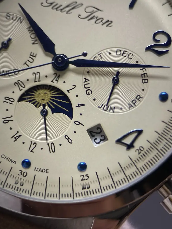 Montre mécanique automatique multifonctionnelle pour homme design rétro miroir à bulles ivoire mouvement automatique chronographe résistance à l'eau style affaires