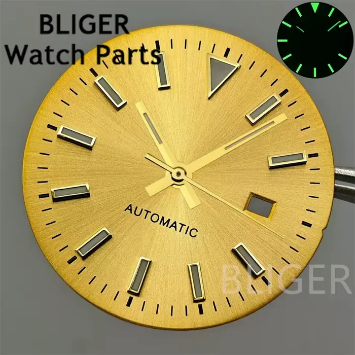 BLIGER 24.5mm Sunburst femmes montre cadran ensemble d'aiguilles blanc gris vert Rose or
