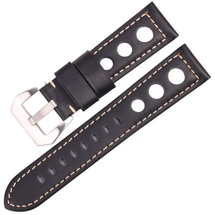 Bracelet de montre en cuir de vache, Vintage, en cuir véritable, 20mm 22mm 24mm, pour femmes et homm