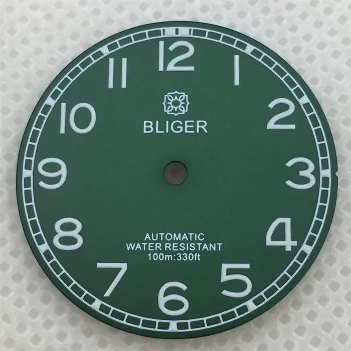 BLIGER 29mm cadran lumineux noir vert bleu avec NH34 NH35 NH36 ETA 2836 2824 Miyota 8205/8215/821A p