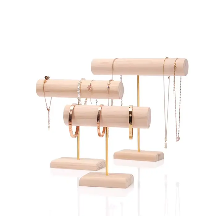 Boîte de rangement de bijoux en bois massif jaune avec tête de bracelet de montre et bande de caoutchouc Wenwan pour collection et préservation de bijoux pour femmes