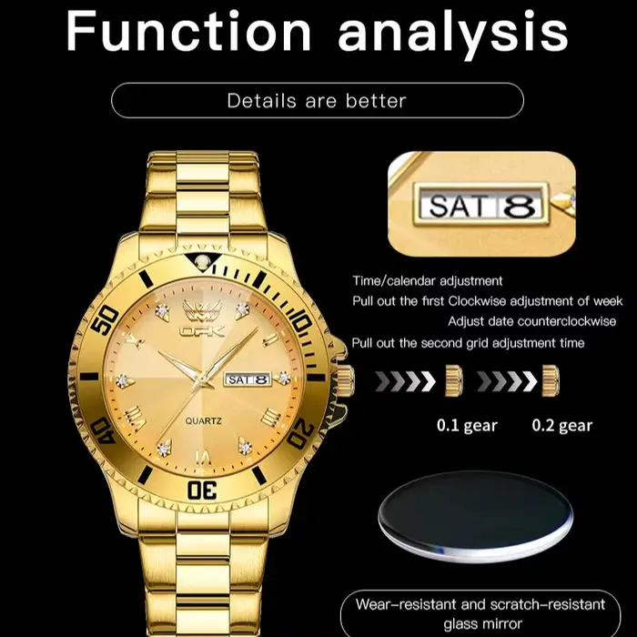 OPK marque hommes montres de luxe or montre-bracelet