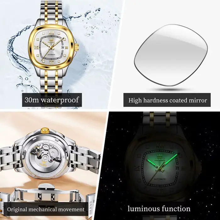 OLEVS 9810 montre mécanique automatique pour femmes de luxe échelle de diamant montre-bracelet