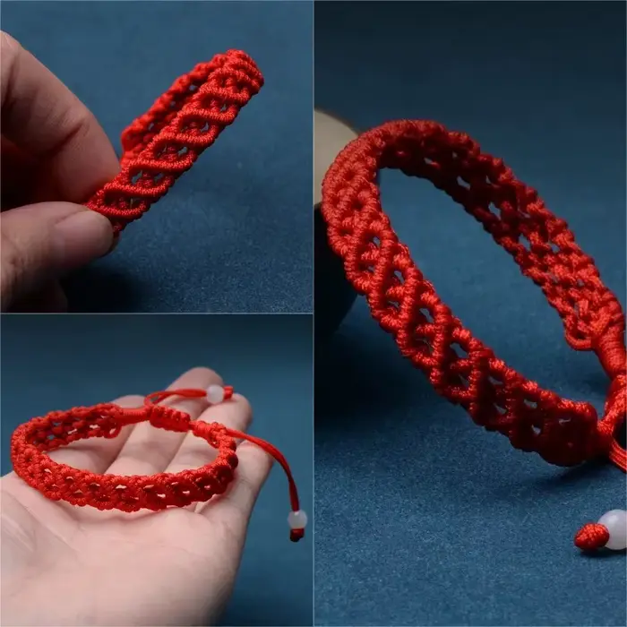 Bracelet tressé à la main en fil rouge porte-bonheur