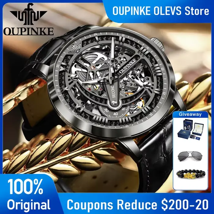 OUPINKE 3173 squelette automatique montre mécanique marque de luxe 50M