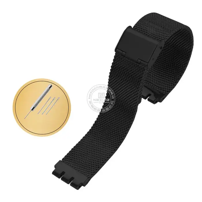 Pour Swatch bracelet en acier de précision IRONY YGS749 hommes femmes bouche Concave chaîne de montre en métal Milan