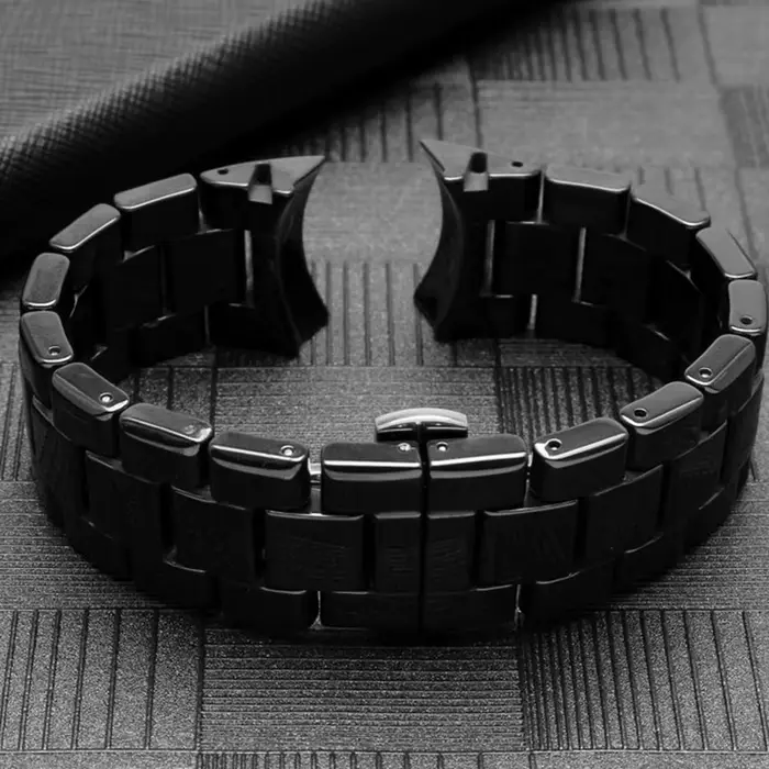 Bracelet de montre en céramique conviviale rée noire pour Ar-mani