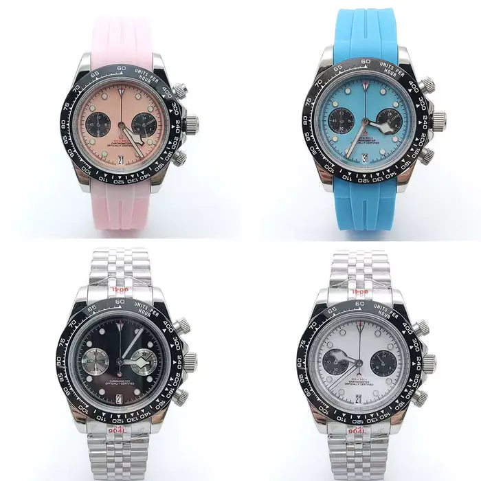 Montre en acier inoxydable à quartz avec cristal de saphir pour homme, fonction chronographe, résistance à l'eau, pour diverses occasions