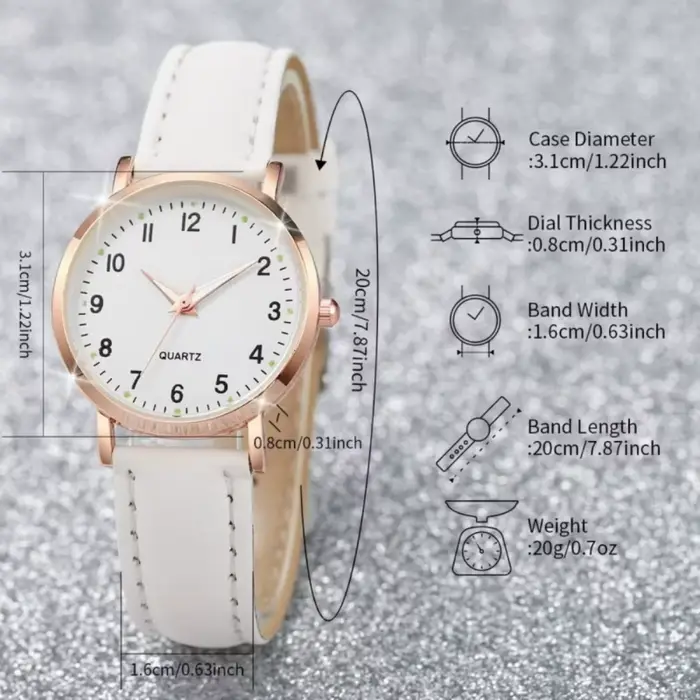 Montre féminine en cuir décontractée avec cadran rond quartz pour femmes pour occasions spéciales