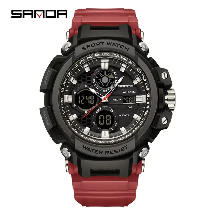 SANDA 2026 Nouvelle montre électronique de luxe pour homme 3390, tendance, sportive, multifonctionne