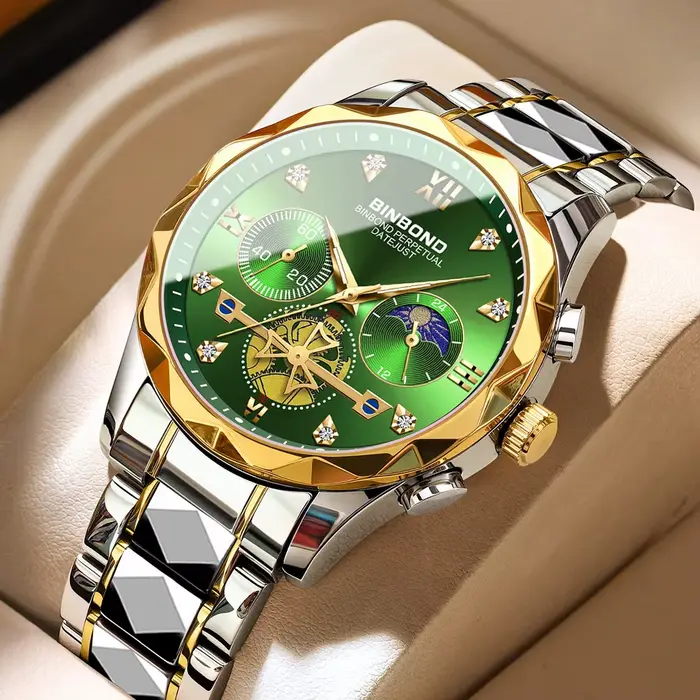 Montre pour hommes haut de gamme affaires étanche bracelet en acier lumineux
