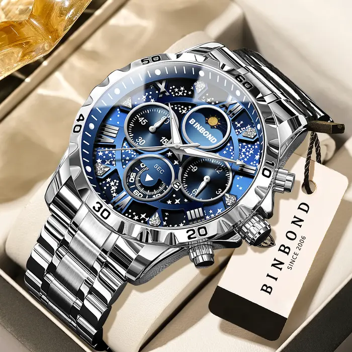 Montres à quartz de marque originale BINBOND pour hommes
