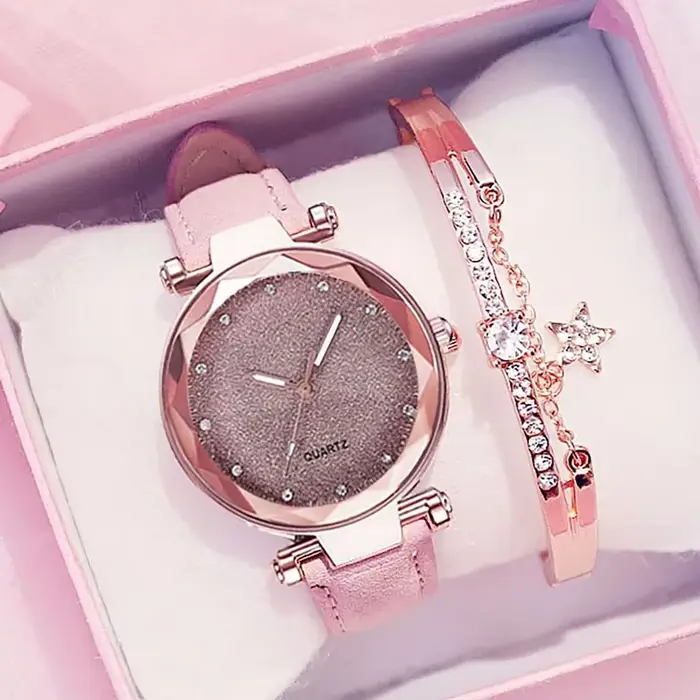 Ciel étoilé femmes montre Bracelet dames montre-Bracelet rose femme filles horloge mode cuir Simple montres Reloj Mujer Rosa