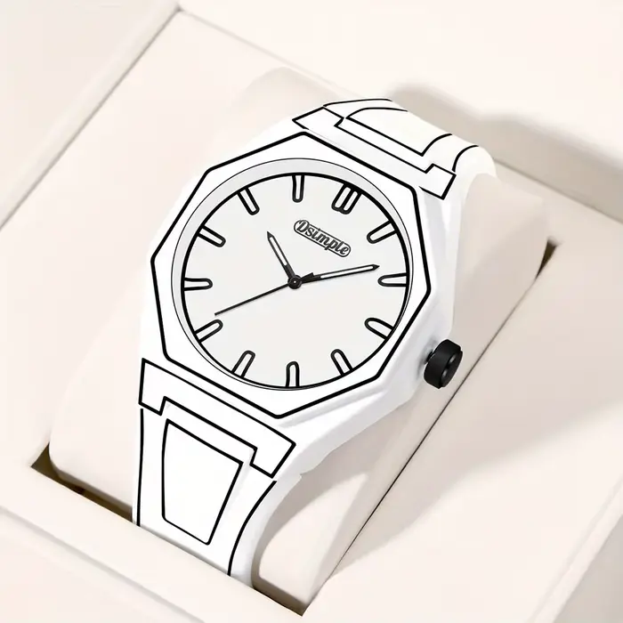 Montre-bracelet à quartz de style Preppy - Cadran rond, entraînement électronique, bracelet en silic