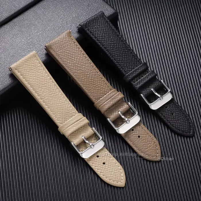 Bracelet en cuir de veau classique pour Samsung Watch4/5/6/7 et Huawei Watch GT6/5/4 avec dégagement rapide pour homme et femme occasions quotidiennes et spéciales